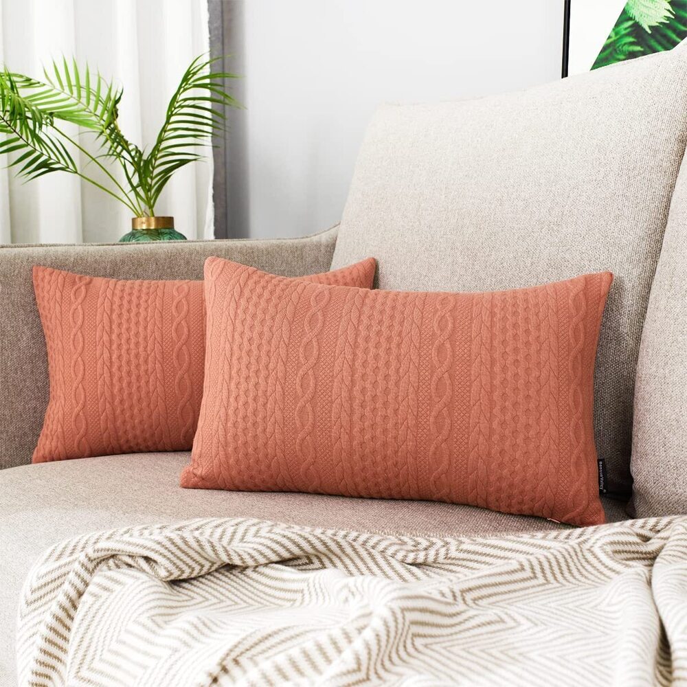 1950 Rectangular Throw Pillow Covers, Pack of 2 Super Soft Elegant Modern
